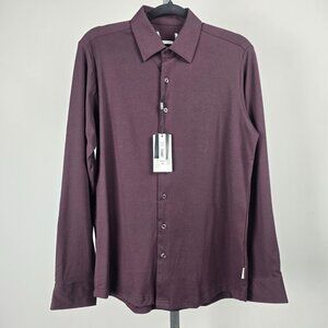 Projek Raw Burgundy Modern Fit Button Up Dress Shirt Size S
